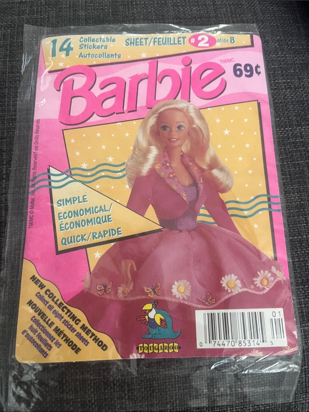 Barbie Collectible Sticker Sheet – Pink and Yellow Retro Design